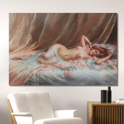 Nudo Con Rose Delphin Enjolras dej26 quadro stampato su tela