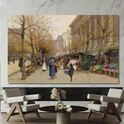 Mercato Dei Fiori La Madeleine Eugène Galien-Laloue egl11 quadro stampato su tela