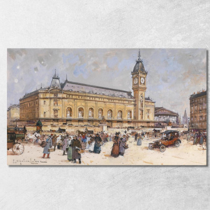 Gare De Lyon Eugène Galien-Laloue egl13 quadro stampato su tela