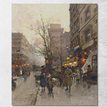 La Porte Saint Denis Parigi Eugène Galien-Laloue egl19 quadro stampato su tela