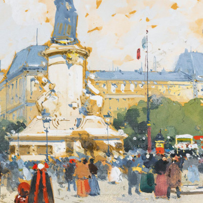 La Place De La République Eugène Galien-Laloue egl24 quadro stampato su tela