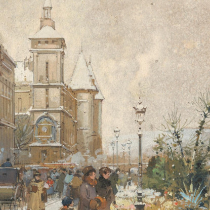 Il Mercato Dei Fiori Eugène Galien-Laloue egl30 quadro stampato su tela