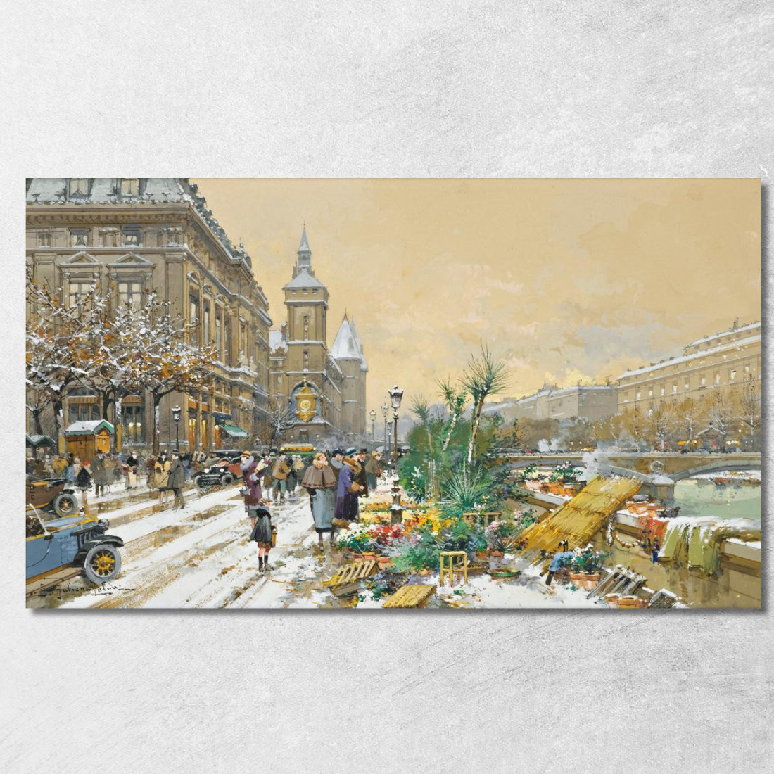 Il Flower Quay E La Conciergerie Eugène Galien-Laloue egl33 quadro stampato su tela