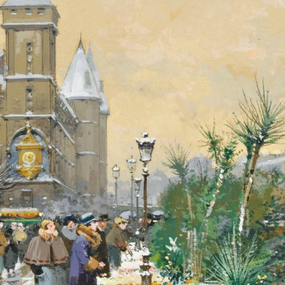 Il Flower Quay E La Conciergerie Eugène Galien-Laloue egl33 quadro stampato su tela