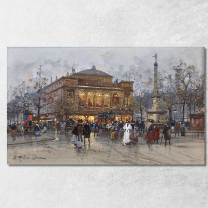 Il Théâtre Du Châtelet Parigi 2 Eugène Galien-Laloue egl34 quadro stampato su tela