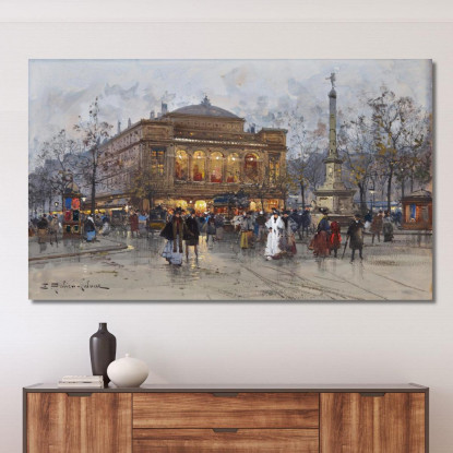 Il Théâtre Du Châtelet Parigi 2 Eugène Galien-Laloue egl34 quadro stampato su tela