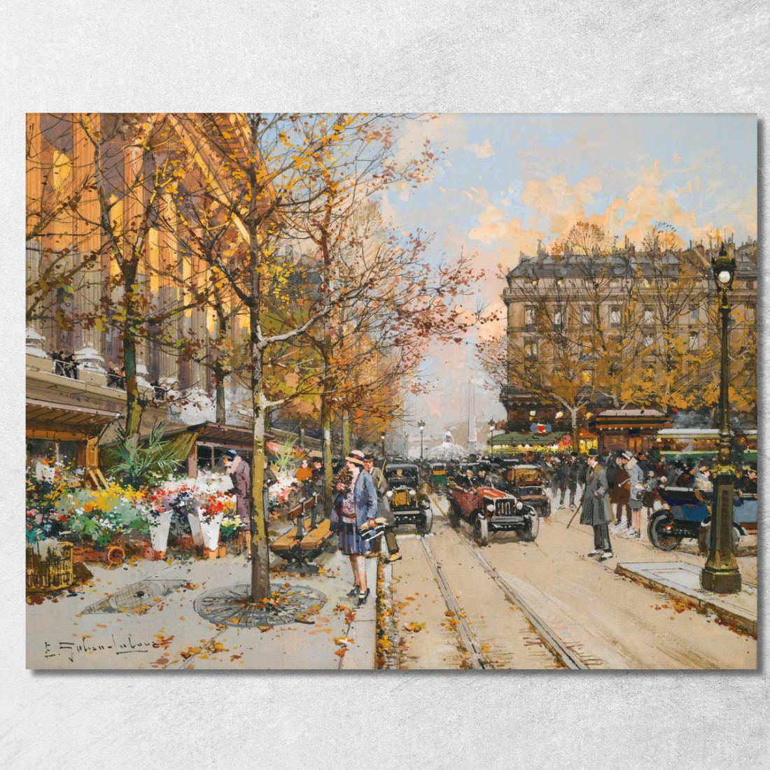 Piazza Della Madeleine Eugène Galien-Laloue egl54 quadro stampato su tela