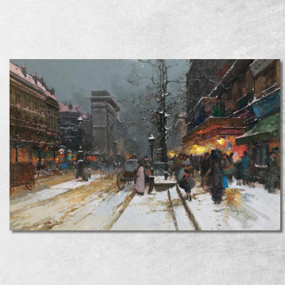 Porte Saint-Denis Parigi Eugène Galien-Laloue egl60 quadro stampato su tela