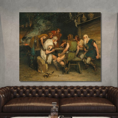 Un Gioco Di Dadi Ferdinand Leeke flk1 quadro stampato su tela