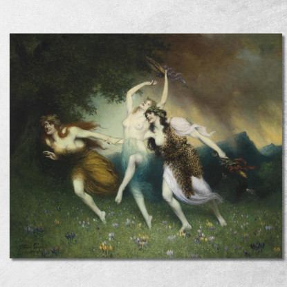 Ninfe In Fuga Ferdinand Leeke flk4 quadro stampato su tela