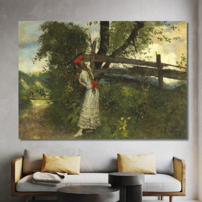 Ragazza In Attesa Del Suo Amante Ferdinand Leeke flk6 quadro stampato su tela