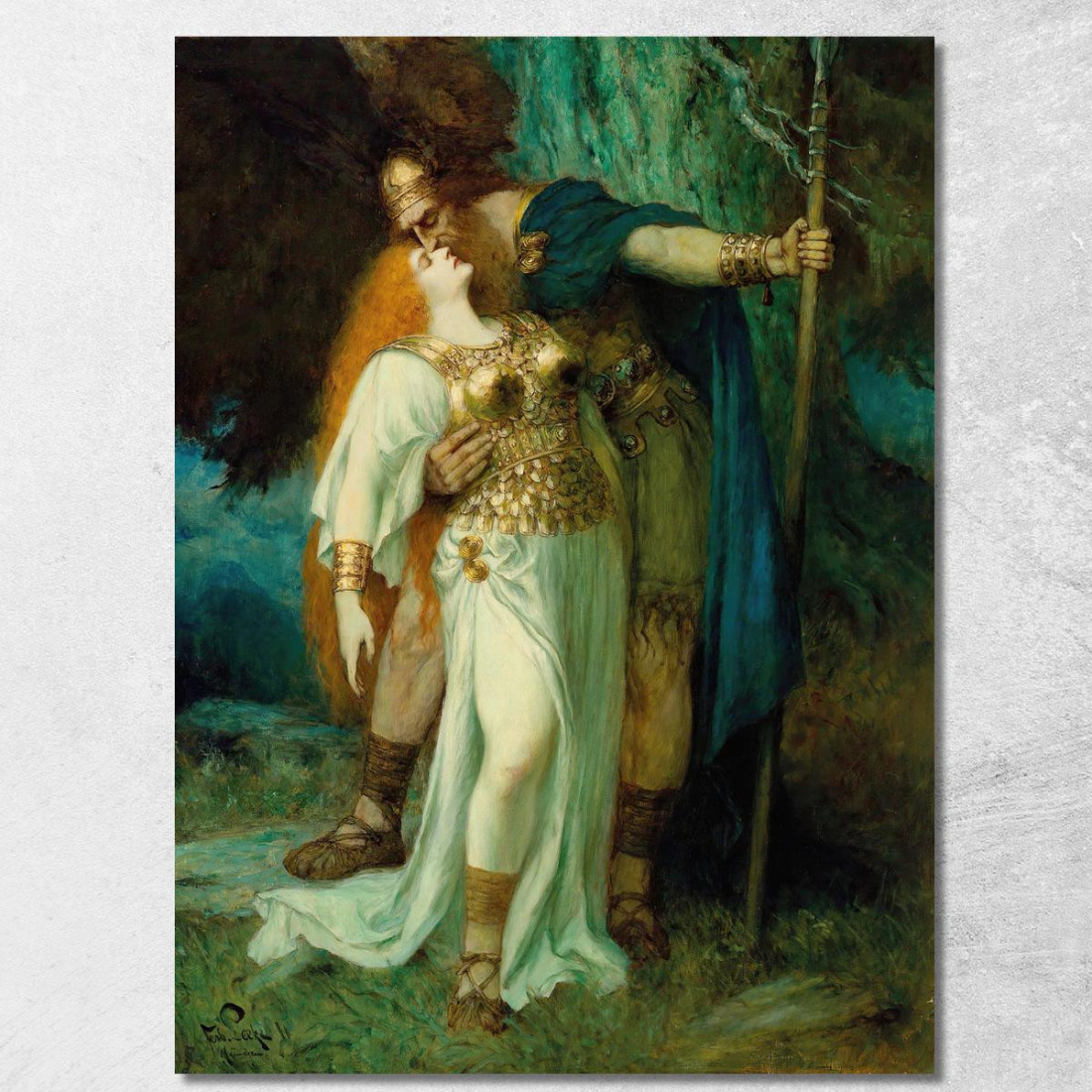 L'Addio Di Wotan A Brunilde Ferdinand Leeke flk16 quadro stampato su tela