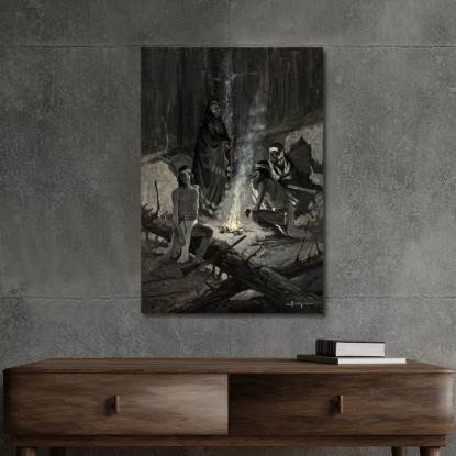 Segnale Di Fuoco Apache Frederic Remington frm8 quadro stampato su tela