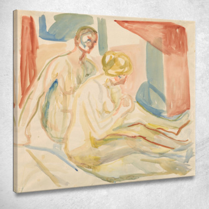 Un Uomo E Una Donna Nudi Seduti Edvard Munch em284 quadro stampato su tela