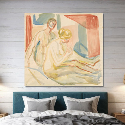 Un Uomo E Una Donna Nudi Seduti Edvard Munch em284 quadro stampato su tela