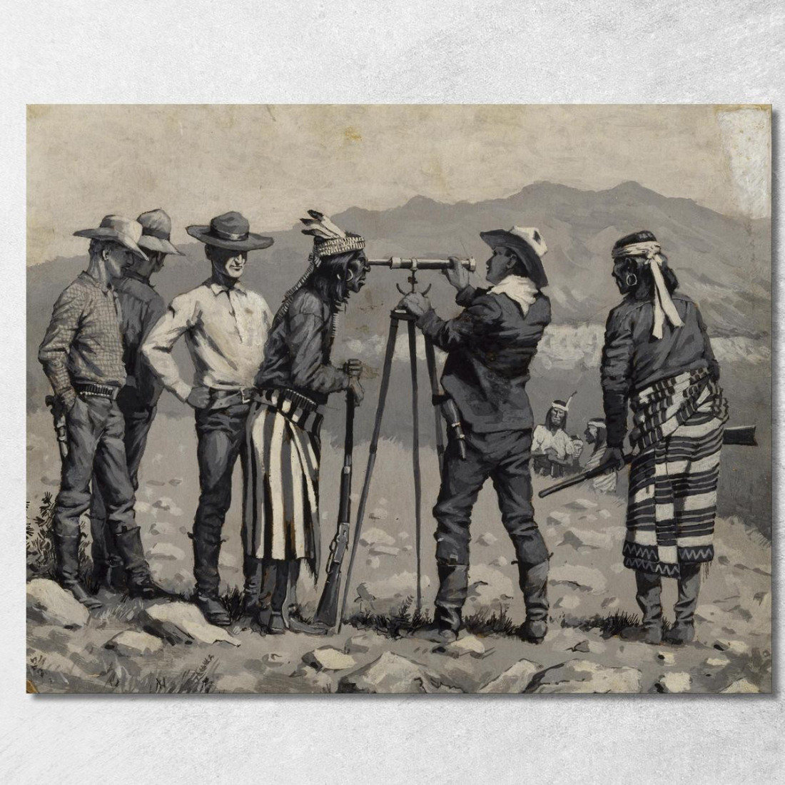 Guardando Attraverso Il Telescopio Frederic Remington frm23 quadro stampato su tela