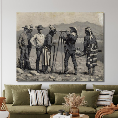 Guardando Attraverso Il Telescopio Frederic Remington frm23 quadro stampato su tela