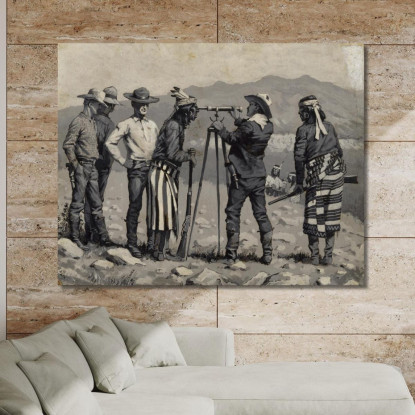 Guardando Attraverso Il Telescopio Frederic Remington frm23 quadro stampato su tela