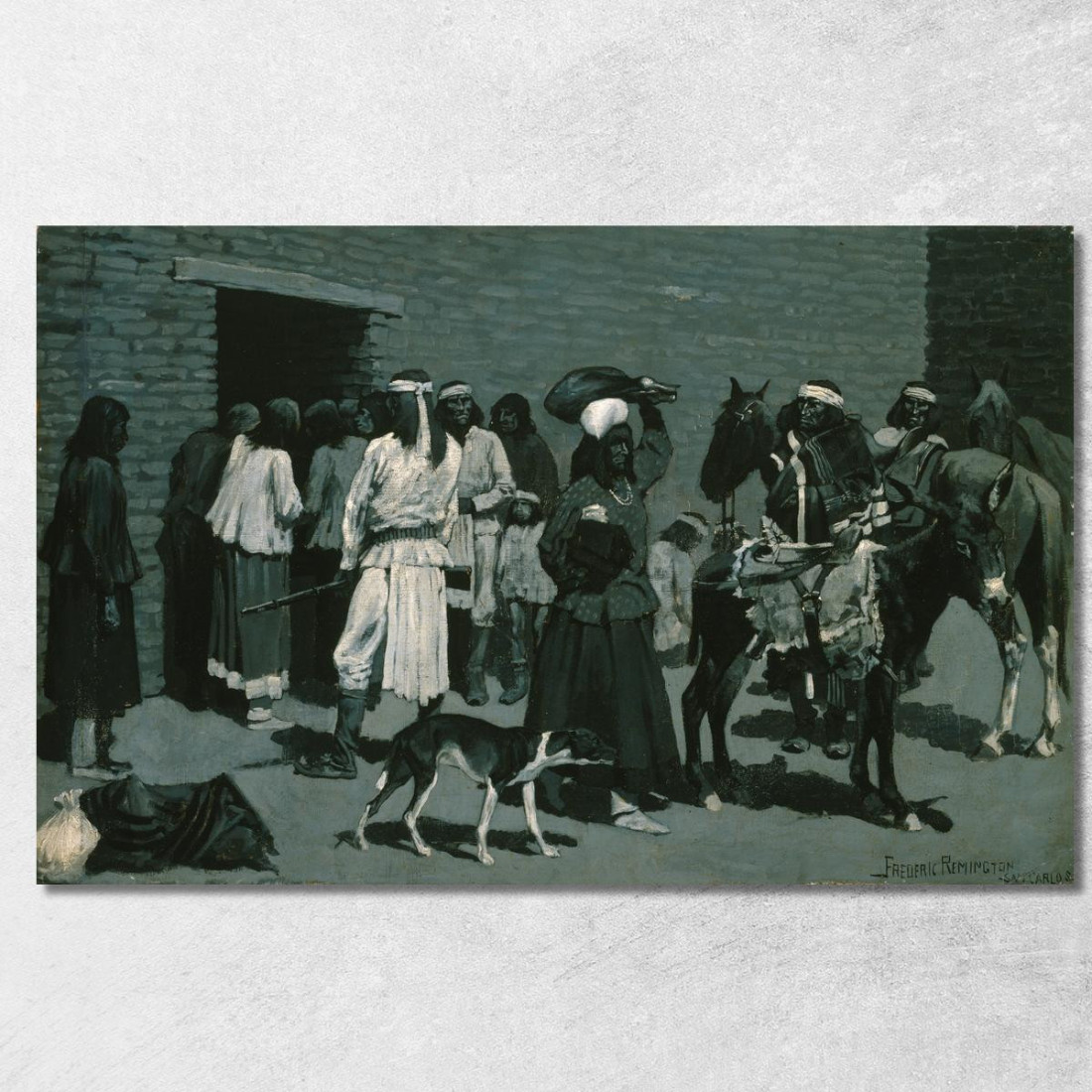 Villaggio Indiano Pueblo Frederic Remington frm30 quadro stampato su tela