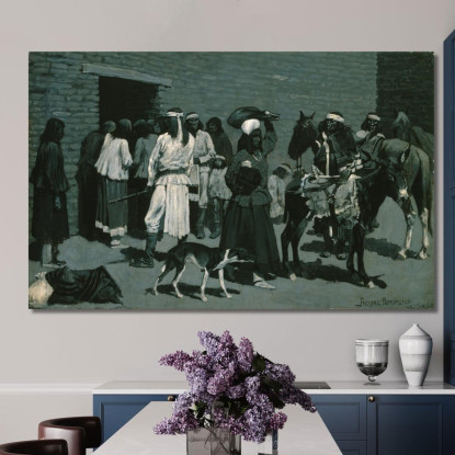 Villaggio Indiano Pueblo Frederic Remington frm30 quadro stampato su tela