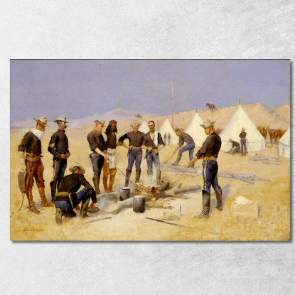 Arrostire Il Manzo Di Natale In Un Campo Di Cavalleria Frederic Remington frm32 quadro stampato su tela