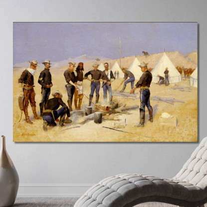 Arrostire Il Manzo Di Natale In Un Campo Di Cavalleria Frederic Remington frm32 quadro stampato su tela