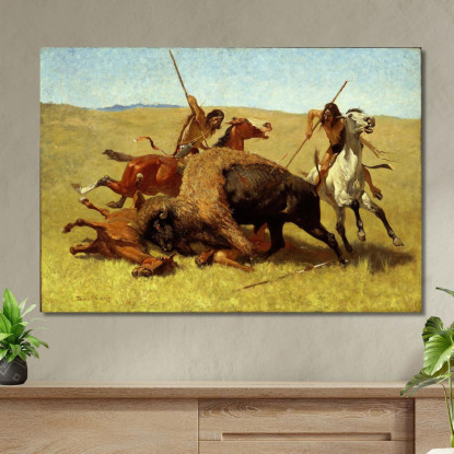 La Caccia Al Bufalo Frederic Remington frm38 quadro stampato su tela