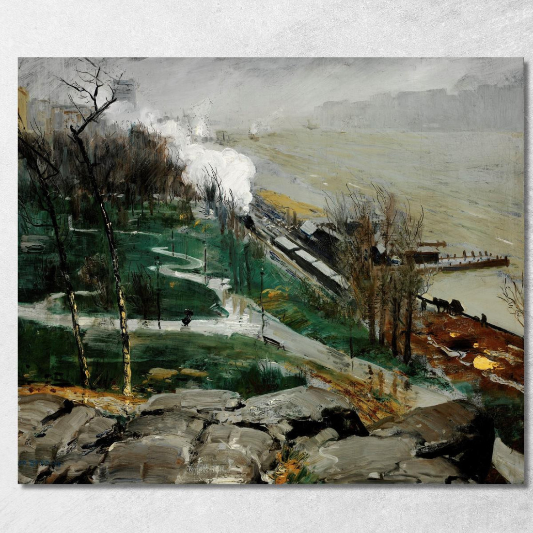 Pioggia Sul Fiume George Wesley Bellows gwb52 quadro stampato su tela