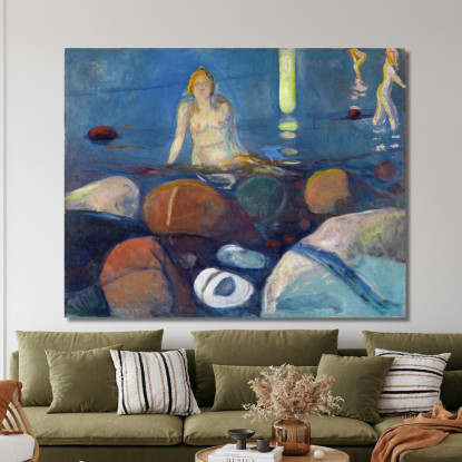 Notte D'Estate. Sirena Edvard Munch em300 quadro stampato su tela