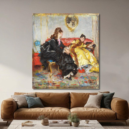 Due Signore Sedute In Un Interno Giovanni Boldini gbd19 quadro stampato su tela