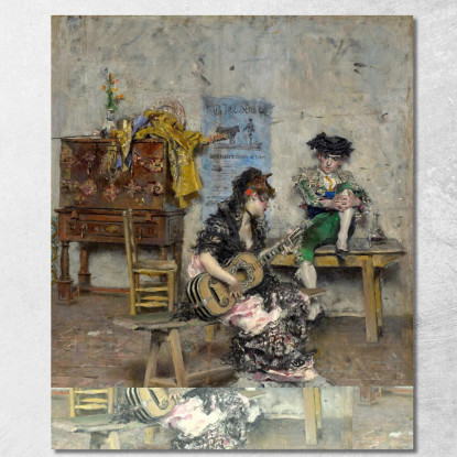 Chitarrista Giovanni Boldini gbd24 quadro stampato su tela