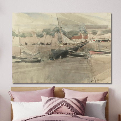 Barche Ormeggiate Giovanni Boldini gbd42 quadro stampato su tela