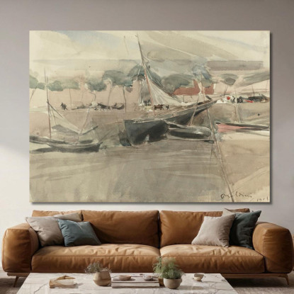 Barche Ormeggiate Giovanni Boldini gbd42 quadro stampato su tela