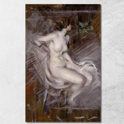 Nudo Di Giovane Seduta Nudo Color Perla Giovanni Boldini gbd44 quadro stampato su tela