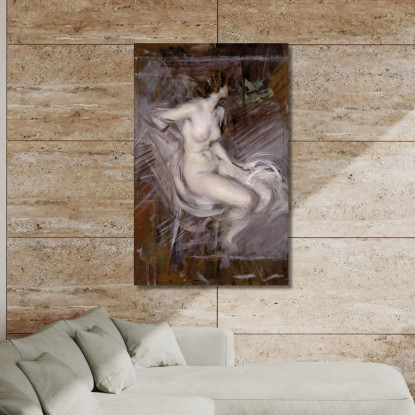 Nudo Di Giovane Seduta Nudo Color Perla Giovanni Boldini gbd44 quadro stampato su tela