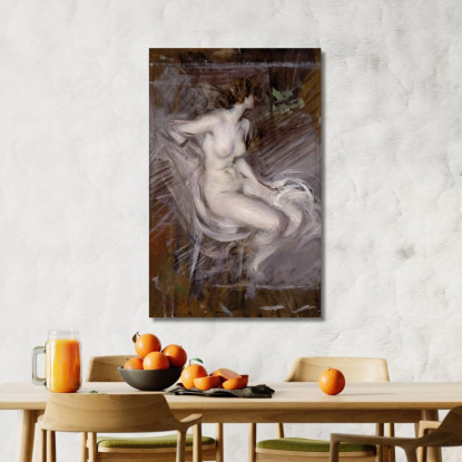 Nudo Di Giovane Seduta Nudo Color Perla Giovanni Boldini gbd44 quadro stampato su tela