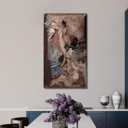Nudo Femminile Con Pelle Di Tigre Study Giovanni Boldini gbd45 quadro stampato su tela