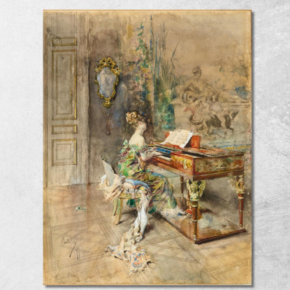 Pianista In Abito Settecentesco Giovanni Boldini gbd48 quadro stampato su tela