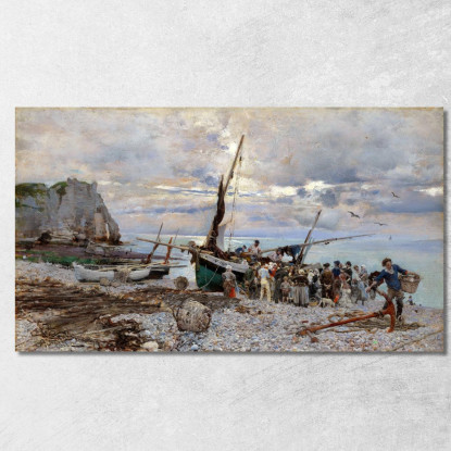 Ritorno Dei Pescherecci Étretat Giovanni Boldini gbd76 quadro stampato su tela