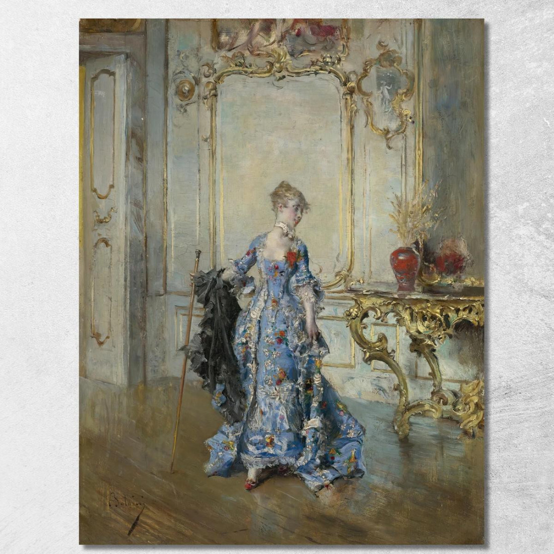 L'Ultimo Sguardo Allo Specchio Giovanni Boldini gbd85 quadro stampato su tela