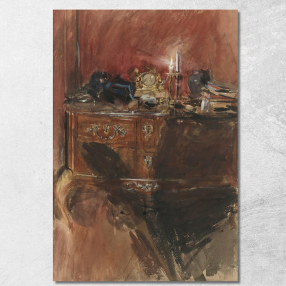 Vista Di Un Interno Con Un Comò Luigi Xv Giovanni Boldini gbd89 quadro stampato su tela