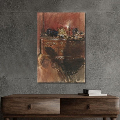 Vista Di Un Interno Con Un Comò Luigi Xv Giovanni Boldini gbd89 quadro stampato su tela