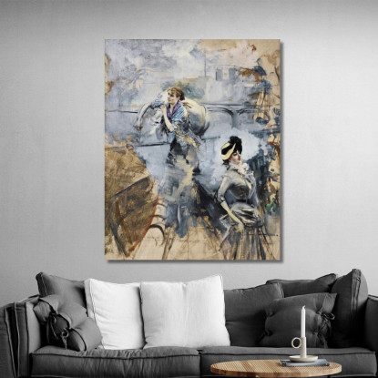 Lavandaia E Una Giovane Bruna Sulla Senna Parigi Giovanni Boldini gbd90 quadro stampato su tela
