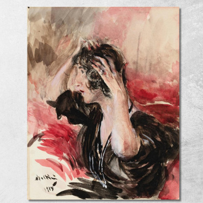 Donna Che Si Sistema I Capelli Giovanni Boldini gbd92 quadro stampato su tela