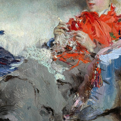 Giovane Donna Che Fa L'Uncinetto Giovanni Boldini gbd93 quadro stampato su tela