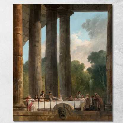 Un Banchetto Tra Le Rovine Di Un Tempio Hubert Robert hrb1 quadro stampato su tela