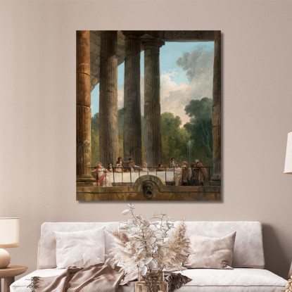 Un Banchetto Tra Le Rovine Di Un Tempio Hubert Robert hrb1 quadro stampato su tela