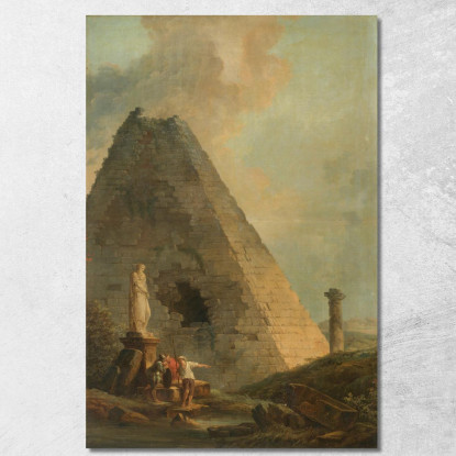 Capriccio Con La Piramide Cestia E Viaggiatori In Un Paesaggio All'Italiana Hubert Robert hrb4 quadro stampato su tela