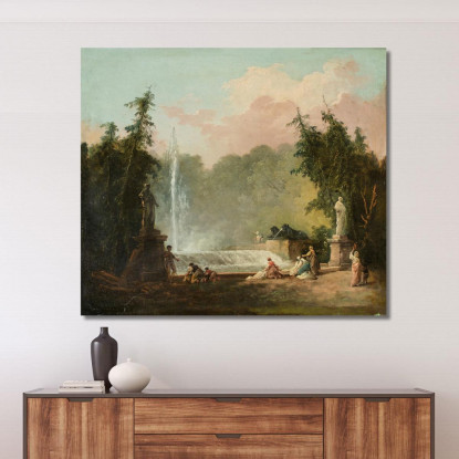 Una Fontana In Un Parco Hubert Robert hrb7 quadro stampato su tela