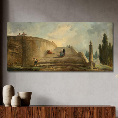 Una Grande Scalinata Hubert Robert hrb8 quadro stampato su tela